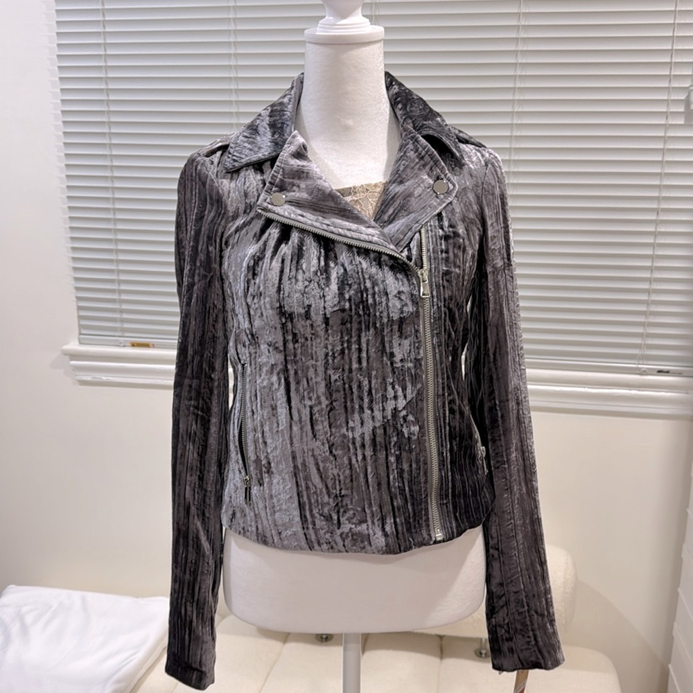 RACHEL Rachel Roy Velvet Moto Jacket Sz XS NWT